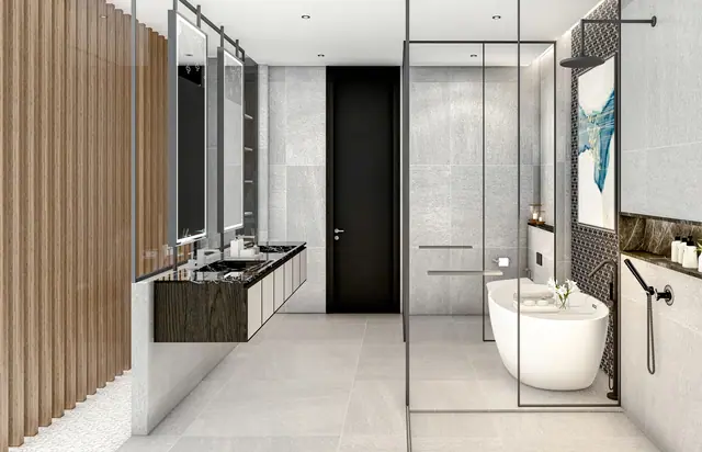 The Ozone Luxury Villas — Ванная с отдельно стоящей ванной и душем · 4+1 спальня, Банг Тао и Лагуна, Пхукет