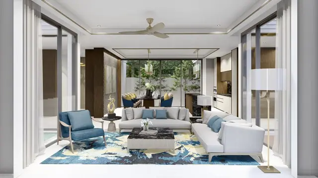 The Ozone Luxury Villas — Гостиная с выходом на террасу · 4+1 спальня, Банг Тао и Лагуна, Пхукет