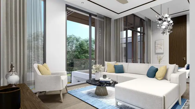 The Ozone Luxury Villas — Гостиная с панорамным остеклением · 4+1 спальня, Банг Тао и Лагуна, Пхукет