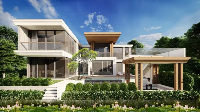 The Ozone Luxury Villas — Вилла с салой со стороны сада · 4+1 спальня, Банг Тао и Лагуна, Пхукет
