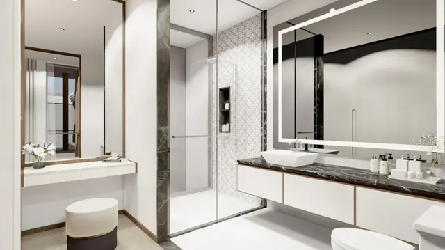 The Ozone Luxury Villas — Ванная с душевой и туалетным столиком · 5 спален, Банг Тао и Лагуна, Пхукет