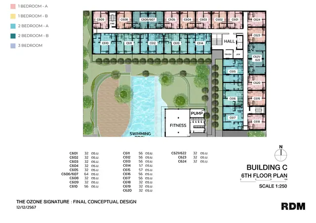 The Ozone Signature Condominium — Корпус C — план 6 этажа, Банг Тао и Лагуна, Пхукет