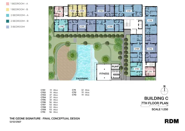 The Ozone Signature Condominium — Корпус C — план 7 этажа, Банг Тао и Лагуна, Пхукет