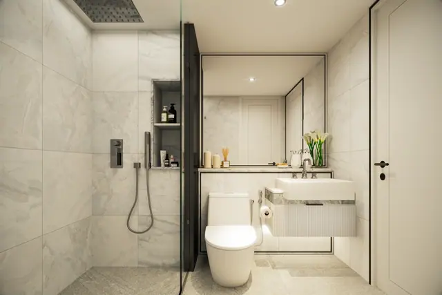 The Ozone Signature Condominium — Ванная с душем и раковиной, Банг Тао и Лагуна, Пхукет