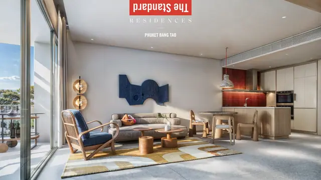 The Standard Residences — Гостиная-кухня с выходом на балкон, Банг Тао и Лагуна, Пхукет