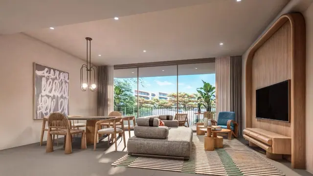 The Standard Residences — Гостиная-столовая с ТВ · 2 спальни, Банг Тао и Лагуна, Пхукет