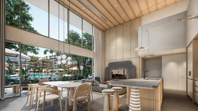 The Standard Residences — Кухня-столовая с камином · дуплекс, Банг Тао и Лагуна, Пхукет