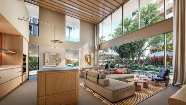 The Standard Residences — Двусветная гостиная с кухонным островом · дуплекс, Банг Тао и Лагуна, Пхукет