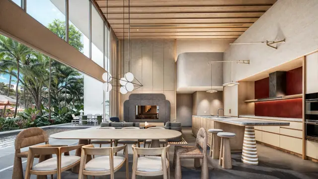 The Standard Residences — Столовая с камином под высоким потолком · дуплекс, Банг Тао и Лагуна, Пхукет
