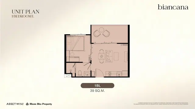 Biancana — 1 спальня L (1BL) · 39 м², Банг Тао и Лагуна, Пхукет