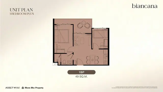 Biancana — 1 спальня + (1BP) · 49 м², Банг Тао и Лагуна, Пхукет