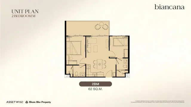 Biancana — 2 спальни M (2BM) · 62 м², Банг Тао и Лагуна, Пхукет