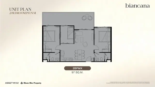 Biancana — 2 спальни + M (2BPMX) · 97 м², Банг Тао и Лагуна, Пхукет