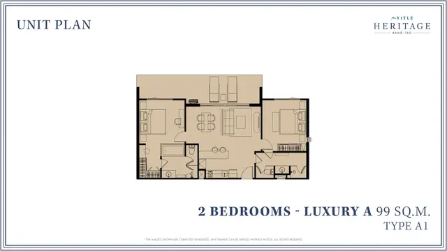 The Title Heritage Bang-Tao — 2 спальни · Luxury A (A1) · 99 м², Банг Тао и Лагуна, Пхукет