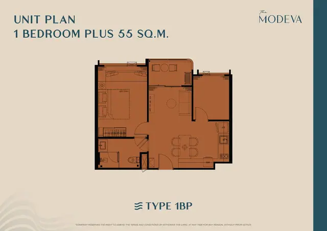 The Modeva — 1 спальня Plus · 55 м², Банг Тао и Лагуна, Пхукет