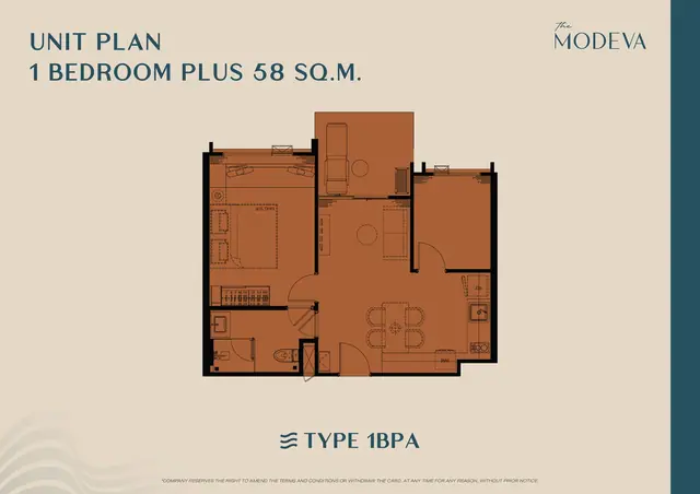 The Modeva — 1 спальня Plus · 58 м², Банг Тао и Лагуна, Пхукет