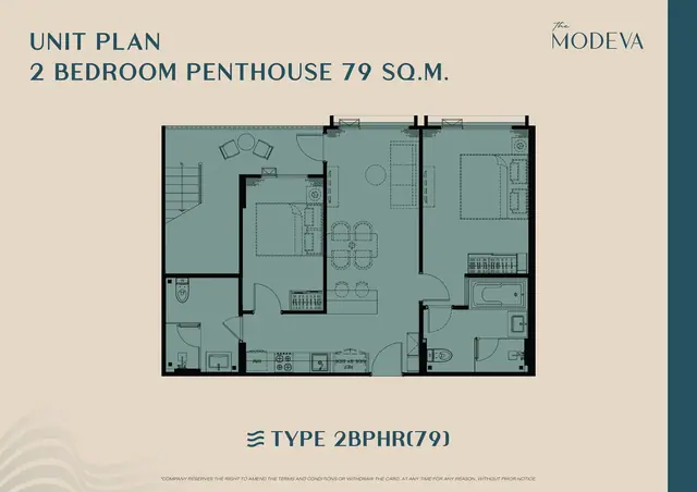 The Modeva — 2 спальни пентхаус · 79 м², Банг Тао и Лагуна, Пхукет