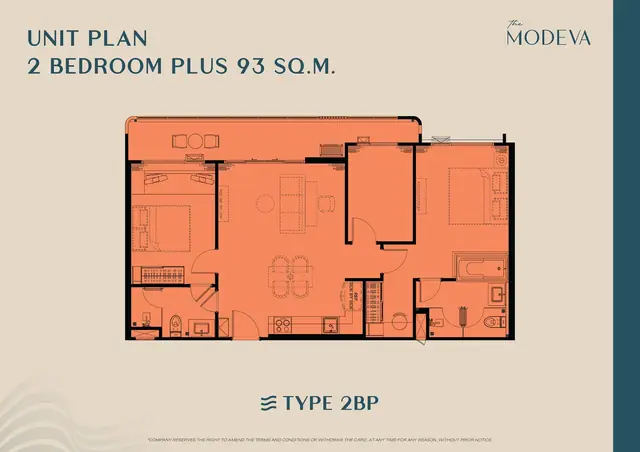 The Modeva — 2 спальни Plus · 93 м², Банг Тао и Лагуна, Пхукет