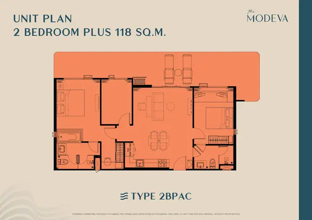 The Modeva — 2 спальни Plus · 118 м², Банг Тао и Лагуна, Пхукет