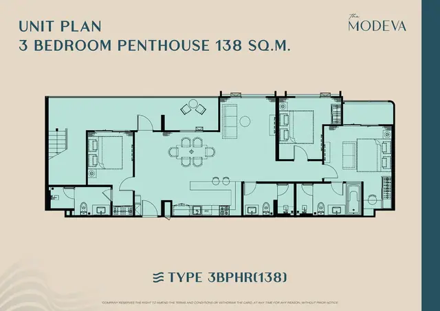 The Modeva — 3 спальни пентхаус · 138 м², Банг Тао и Лагуна, Пхукет