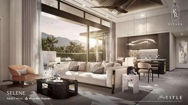 Villa Kirara — Selene — гостиная с выходом на террасу, Банг Тао и Лагуна, Пхукет