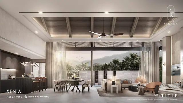 Villa Kirara — Xenia — гостиная-столовая с выходом на террасу, Банг Тао и Лагуна, Пхукет