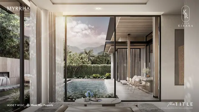 Villa Kirara — Myrrha — гостиная с выходом к бассейну, Банг Тао и Лагуна, Пхукет