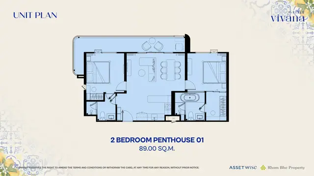 The Title Vivana — Пентхаус 2 спальни · 89–100 м², Камала и Сурин, Пхукет