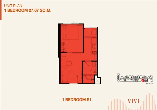 The Title ViVi — 1 спальня S1 · 27,67 м², Банг Тао и Лагуна, Пхукет