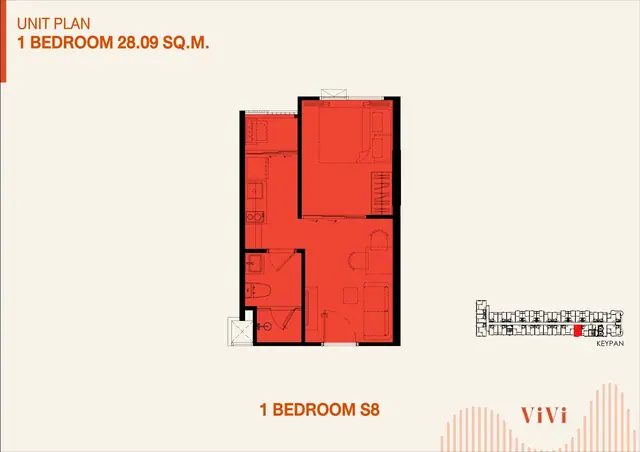 The Title ViVi — 1 спальня S8 · 28,09 м², Банг Тао и Лагуна, Пхукет
