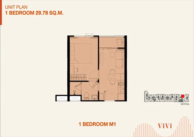 The Title ViVi — 1 спальня M1 · 29,78 м², Банг Тао и Лагуна, Пхукет
