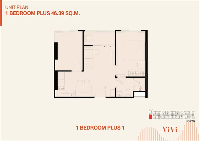 The Title ViVi — 1 спальня Plus 1 · 46,39 м², Банг Тао и Лагуна, Пхукет