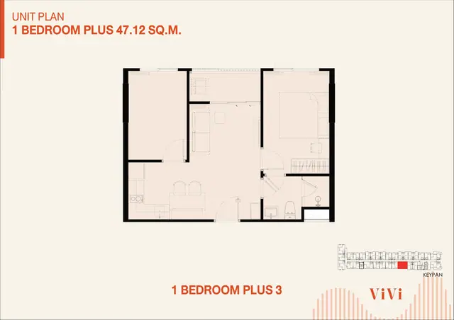 The Title ViVi — 1 спальня Plus 3 · 47,12 м², Банг Тао и Лагуна, Пхукет