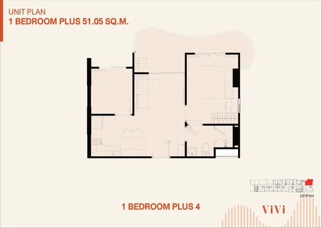 The Title ViVi — 1 спальня Plus 4 · 51,05 м², Банг Тао и Лагуна, Пхукет