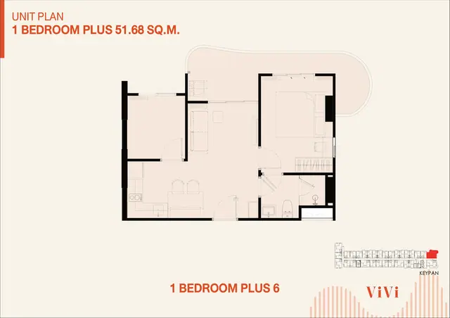 The Title ViVi — 1 спальня Plus 6 · 51,68 м², Банг Тао и Лагуна, Пхукет