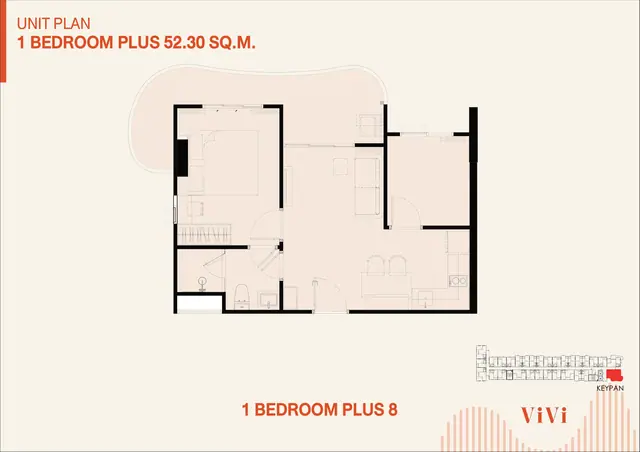 The Title ViVi — 1 спальня Plus 8 · 52,30 м², Банг Тао и Лагуна, Пхукет