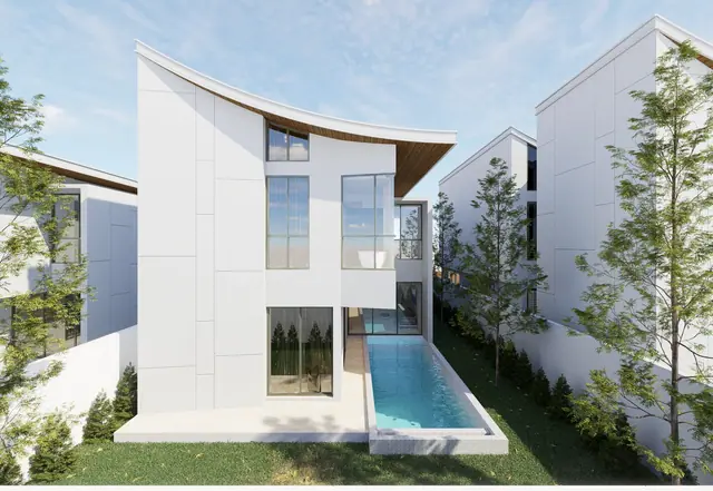 The Trinity Village — Фасад виллы с бассейном сбоку, Банг Тао и Лагуна, Пхукет