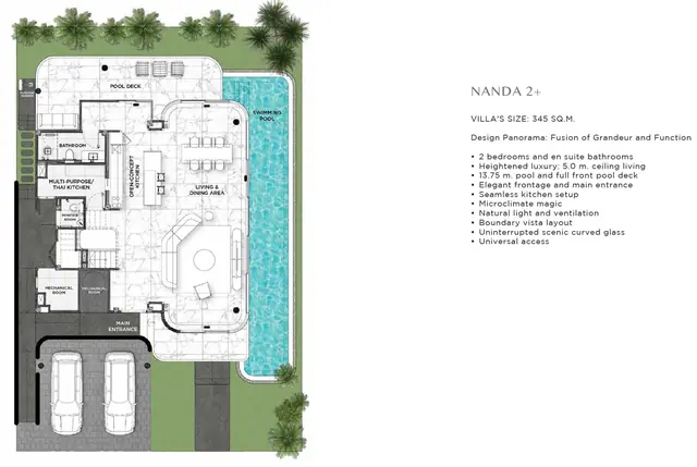 Tri Vananda — Nanda 2+ — 1-й этаж · 2 спальни · 345 м², Банг Тао и Лагуна, Пхукет