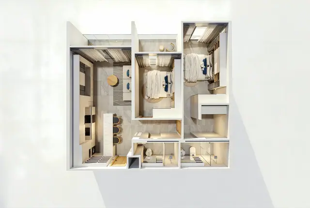 Wallaya Residence Nai Harn — Объёмная планировка · 3 спальни, Раваи и Най Харн, Пхукет