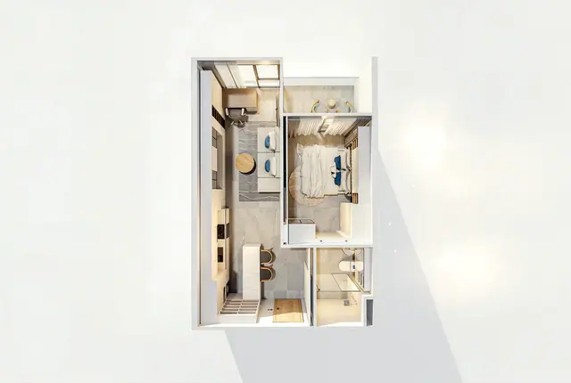 Wallaya Residence Nai Harn — Объёмная планировка · 1 спальня, Раваи и Най Харн, Пхукет