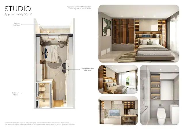 Wallaya Residence Nai Harn — Студия · 36 м², Раваи и Най Харн, Пхукет