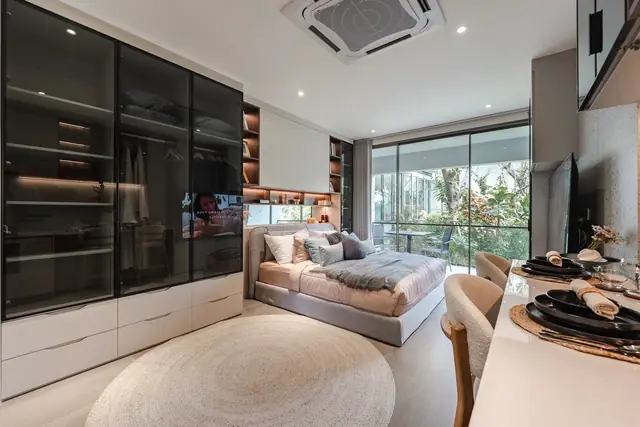 Wallaya Residence Nai Harn — Спальная зона и кухня, студия, Раваи и Най Харн, Пхукет