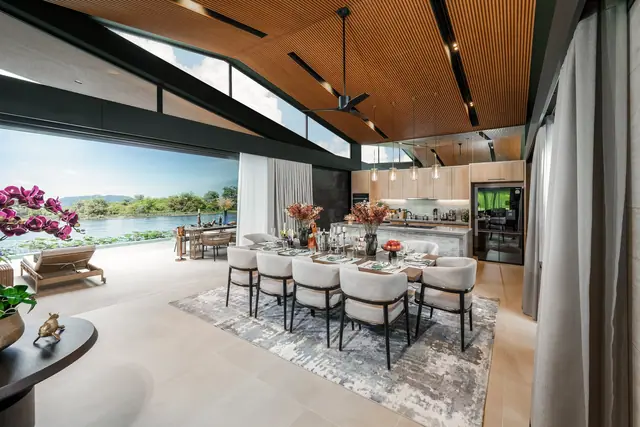 Waterfront Villas Laguna Lakelands — Шоурум виллы: гостиная, столовая, кухня, Банг Тао и Лагуна, Пхукет