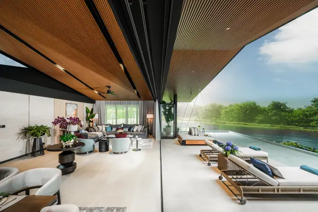 Waterfront Villas Laguna Lakelands — Шоурум виллы: гостиная, столовая, кухня, Банг Тао и Лагуна, Пхукет