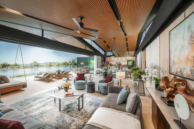 Waterfront Villas Laguna Lakelands — Шоурум виллы: гостиная, столовая, кухня, Банг Тао и Лагуна, Пхукет