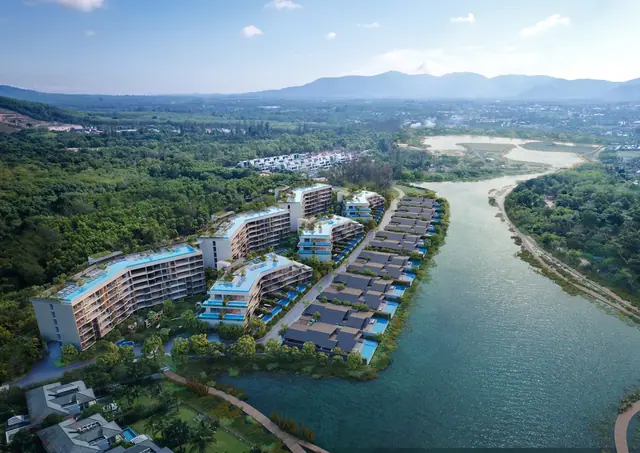 Waterside Residences Laguna Lakelands — Комплекс и река с высоты, Банг Тао и Лагуна, Пхукет