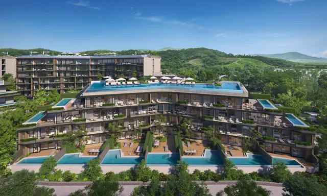 Waterside Residences Laguna Lakelands — Корпуса и бассейны с высоты, Банг Тао и Лагуна, Пхукет