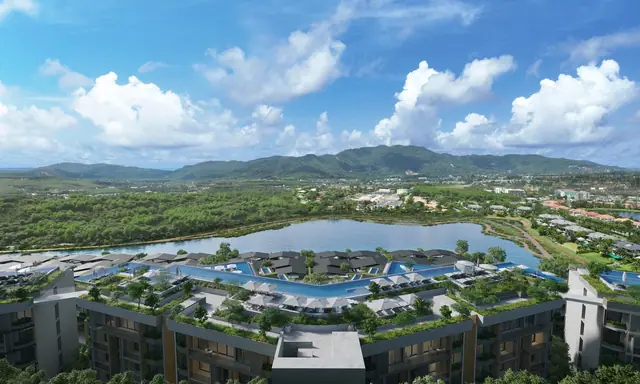 Waterside Residences Laguna Lakelands — Комплекс с высоты, Банг Тао и Лагуна, Пхукет