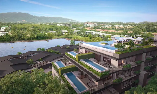 Waterside Residences Laguna Lakelands — Корпуса резиденций с высоты, Банг Тао и Лагуна, Пхукет
