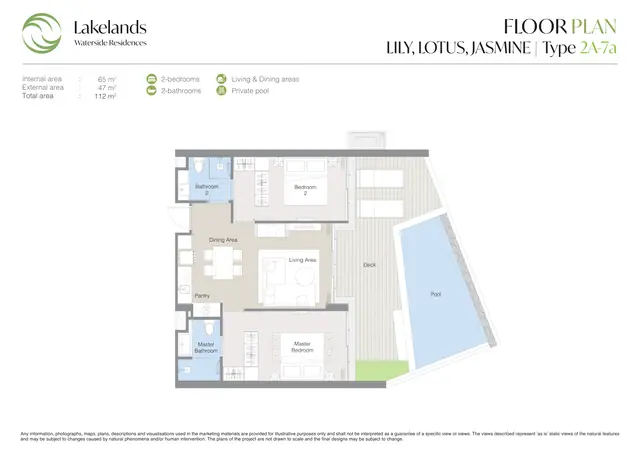 Waterside Residences Laguna Lakelands — 2 спальни · 2A · 112 м², Банг Тао и Лагуна, Пхукет